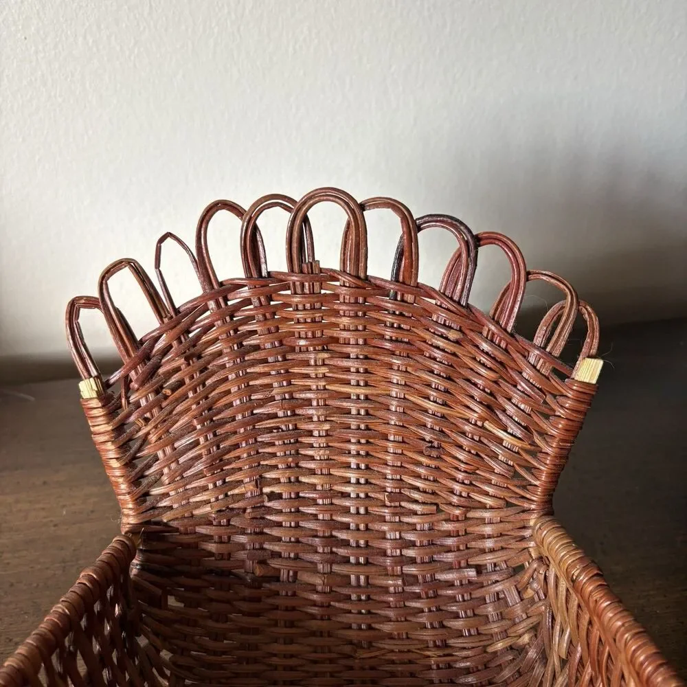 Vtg Turkey Woven Rattan Basket Home Fall Decor Holiday Centerpiece Thanksgiving